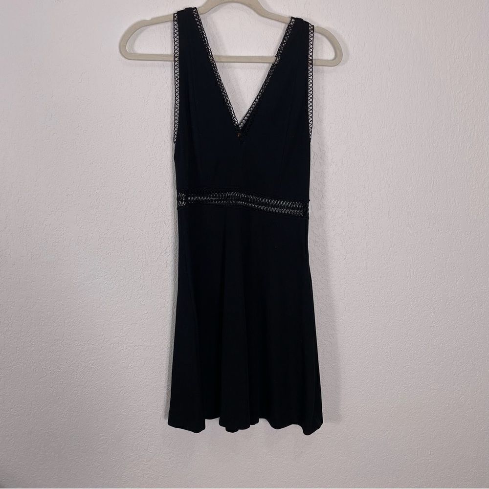 Free‎ People Black Ribbed V Neck Cut Out Detail Dress Size 2